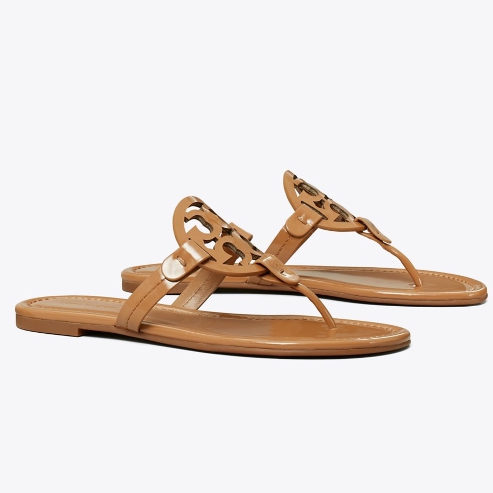 Tory Burch MILLER PATENT SANDAL color tan size 9.5